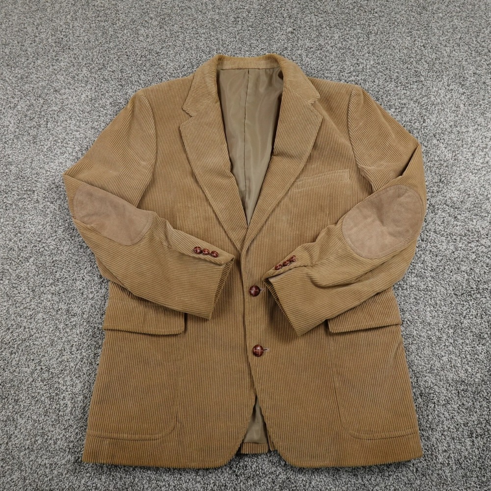 VTG Jordache Jacket Mens 44 Brown Corduroy Elbow Patch Western Blazer Sport Coat